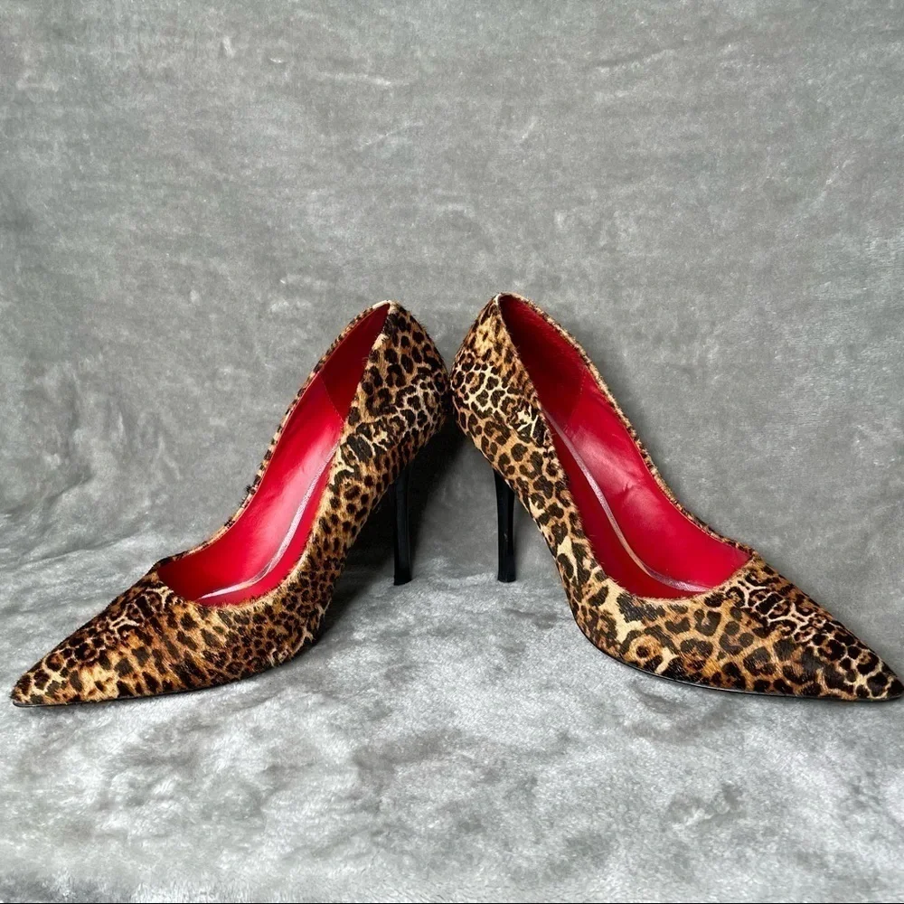 Charles Jourdan Leopard Print Calf Hair Pumps Size 9 Luxury Designer Heels